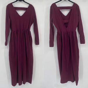 Tonlé Women's Plum Purple Stretch Midi Long Sleeve Dress Size Large